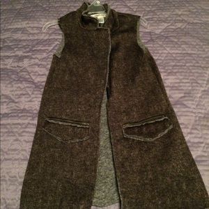 Longline vest with pockets in herringbone NWOT